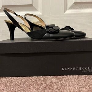 Vintage Kenneth Cole New York Black Slingbacks, Made in Italy, 8M